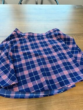 Plaid Blue and Pink A-Line Skirt